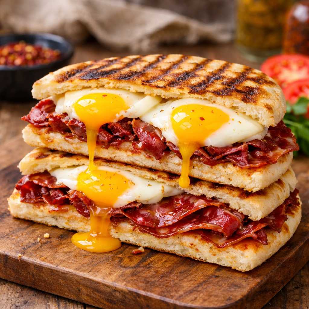 Pastırmalı Yumurtalı Bazlama Tost