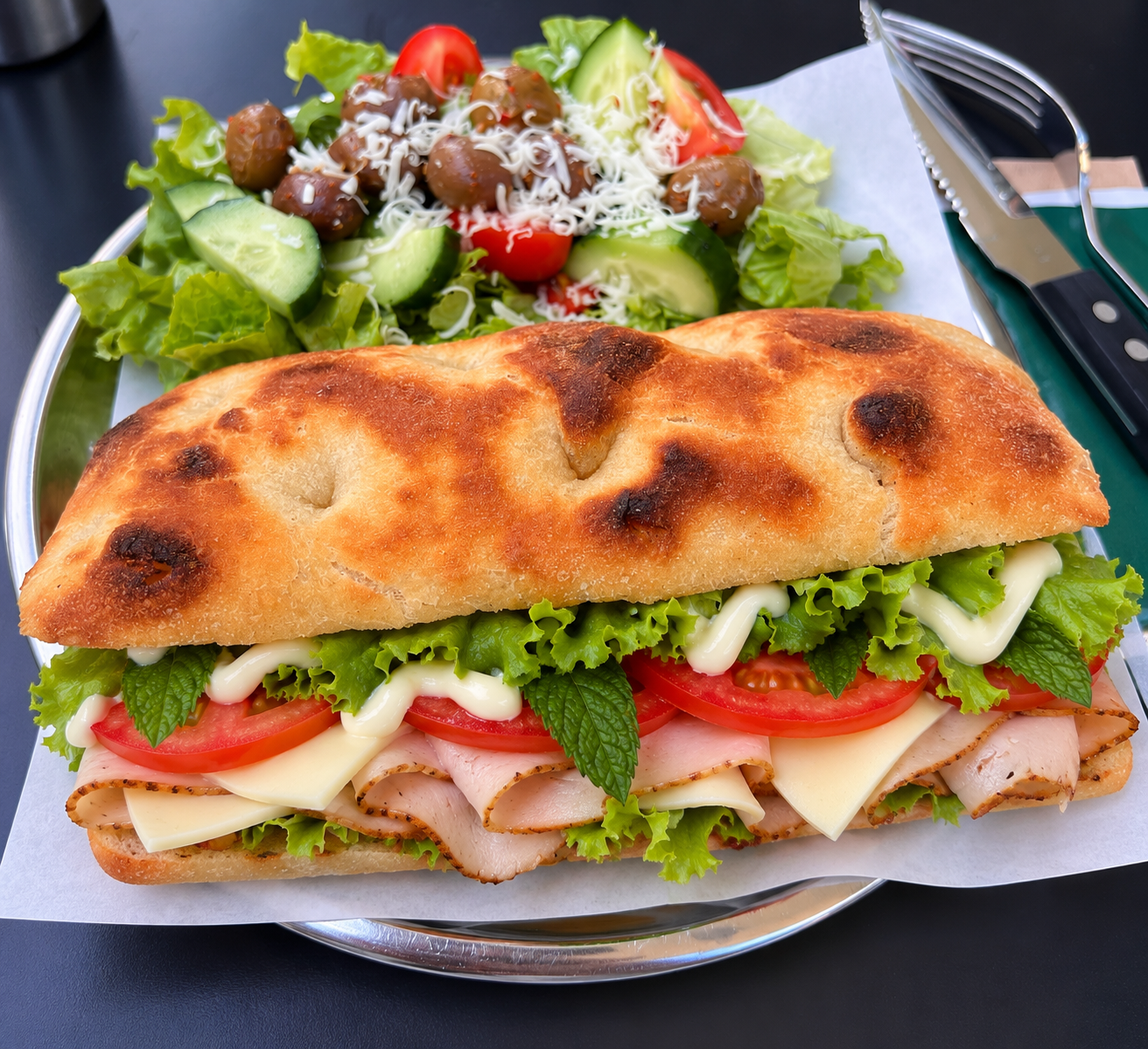Smoked turkey and cheese sandwich