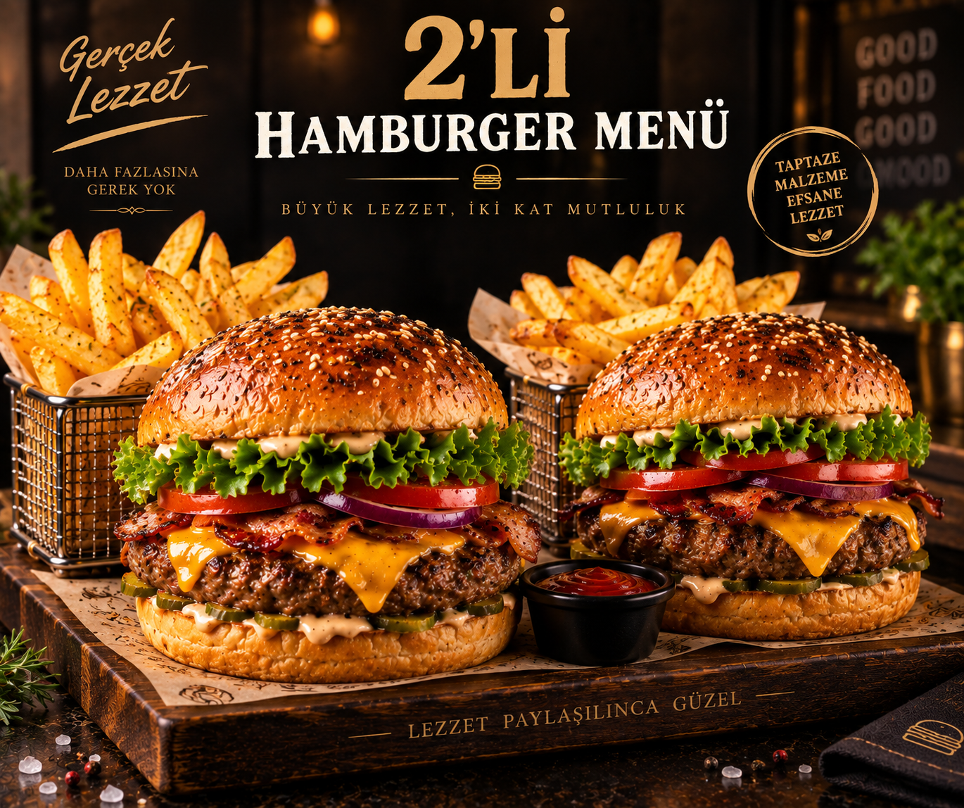 2 Li Hamburger Menü + Patates