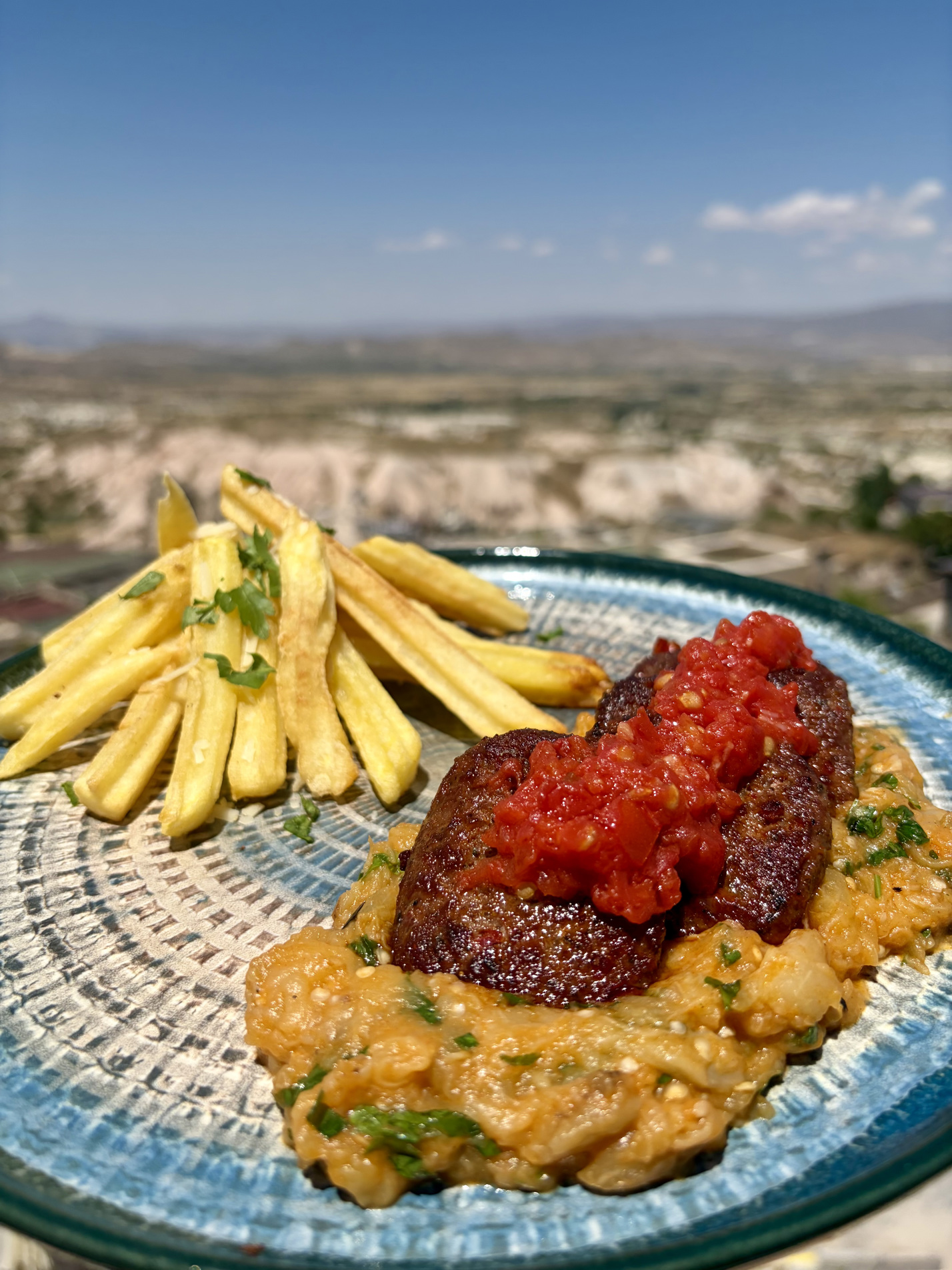 Meatballs on Roasted Eggplant