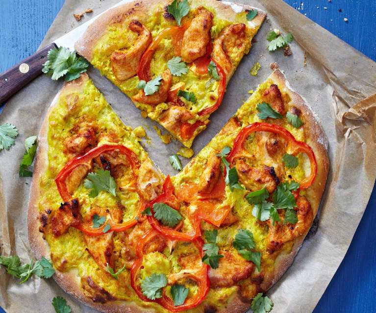 pizza poulet curry