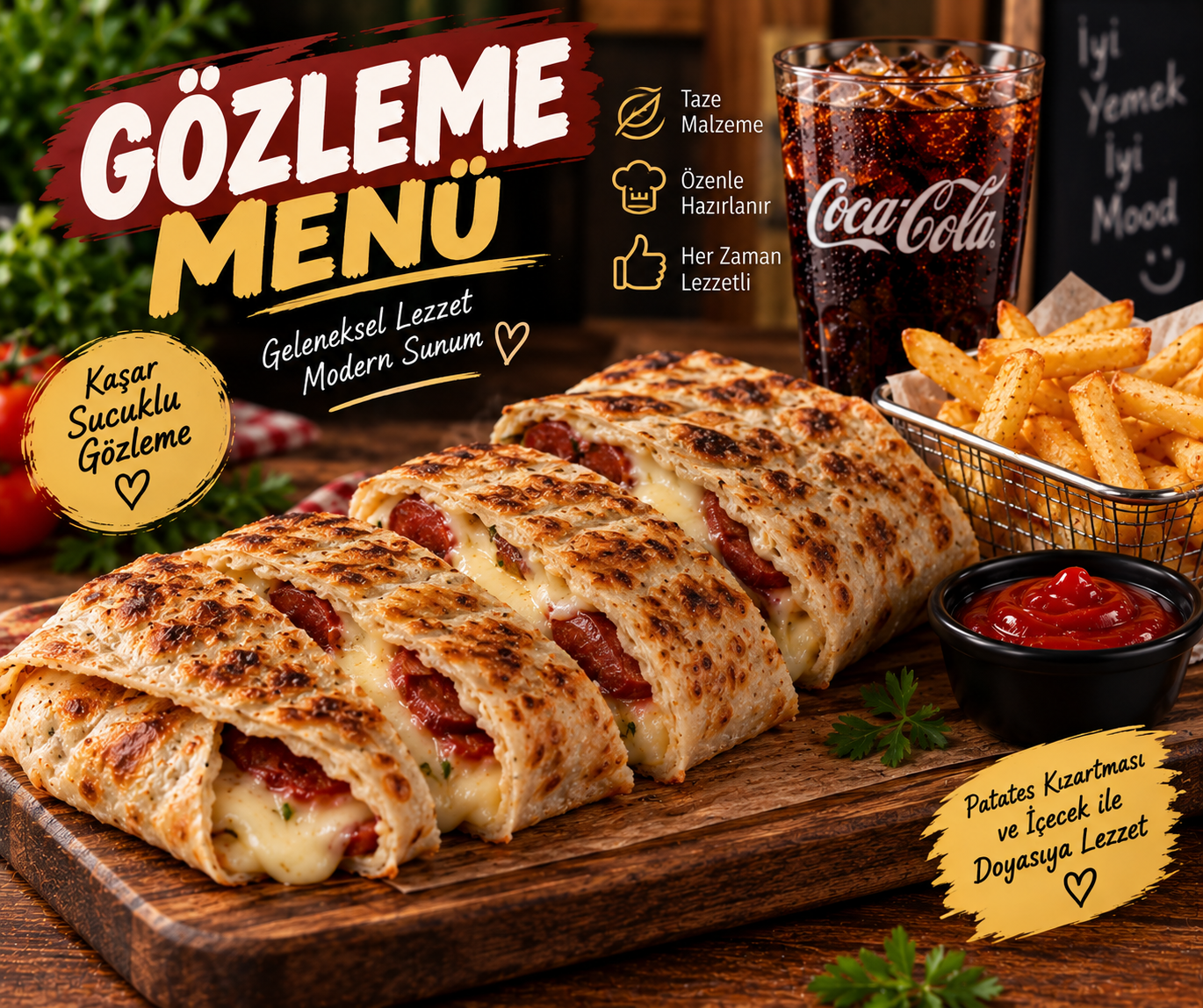 Gözleme Kaşarlı Sucuklu Veya Karışık