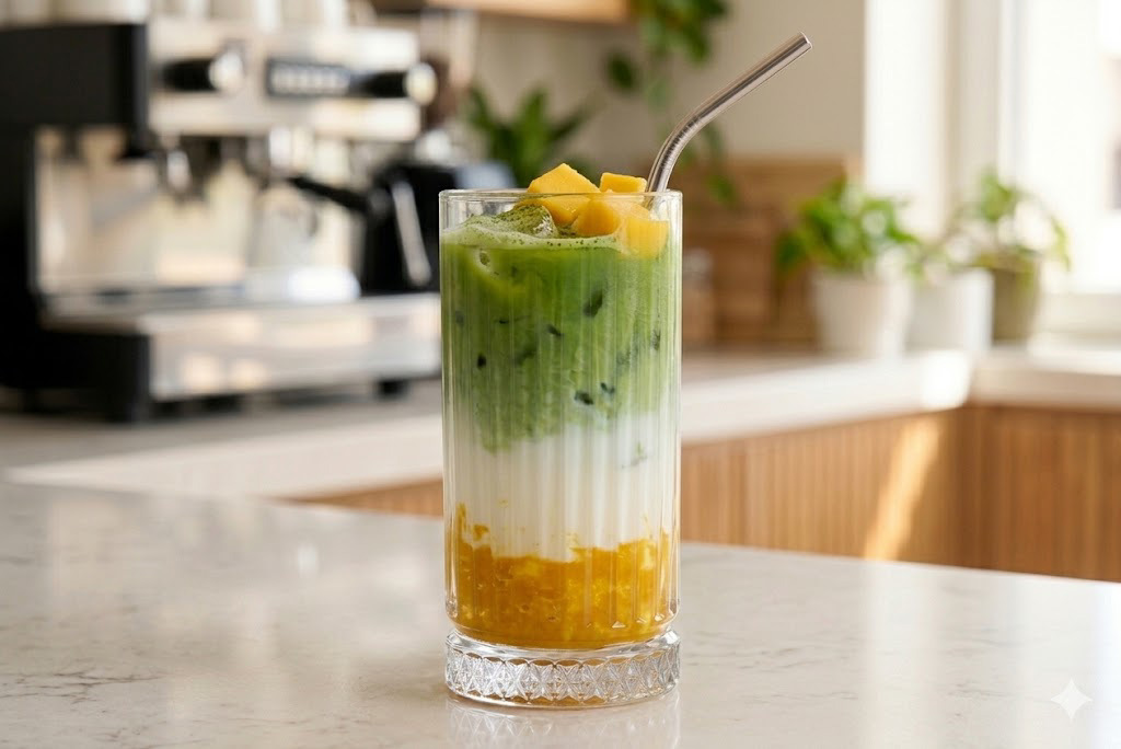 Ice Mango Matcha Latte