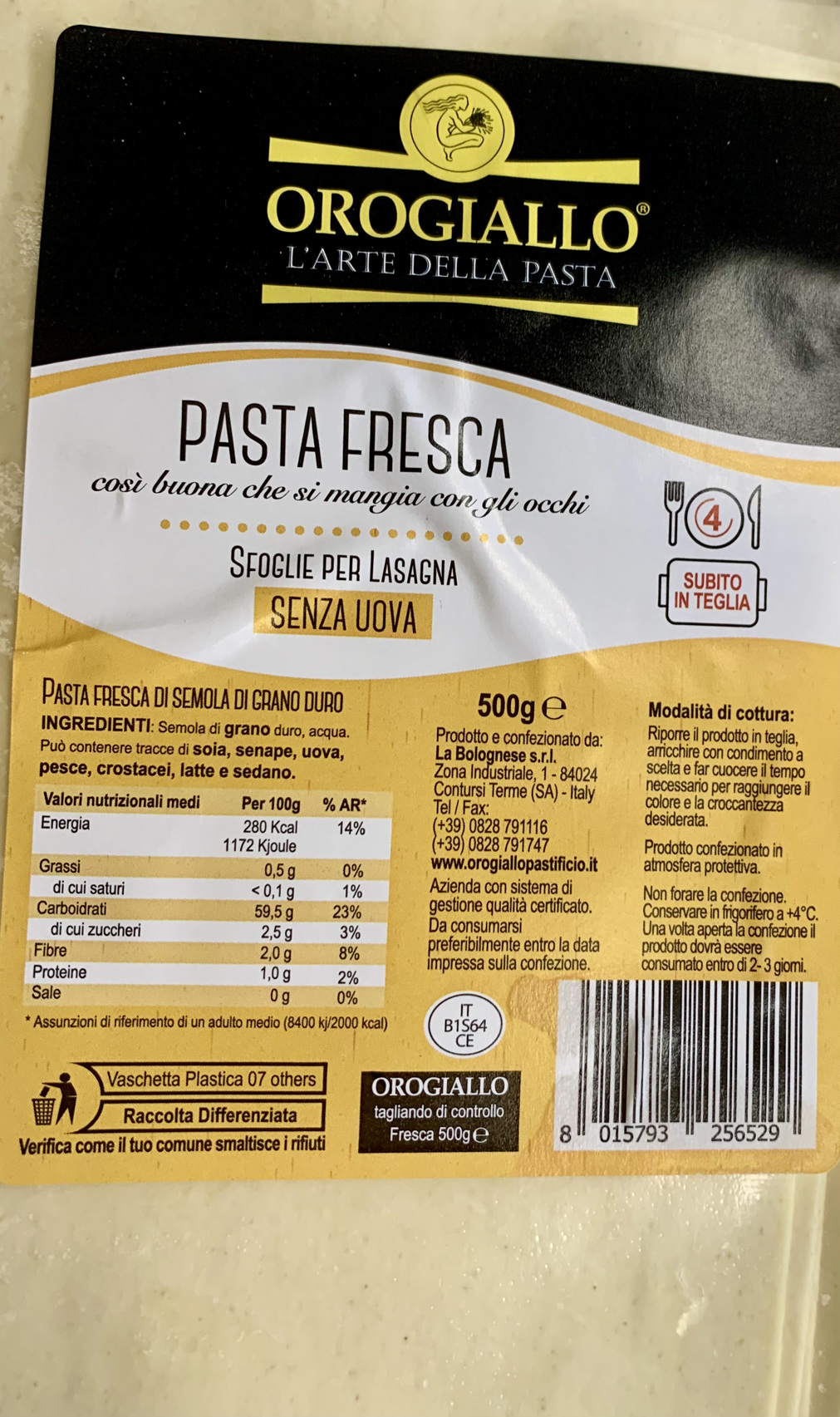 Orogiallo Lasagna Fresca € 2,30
