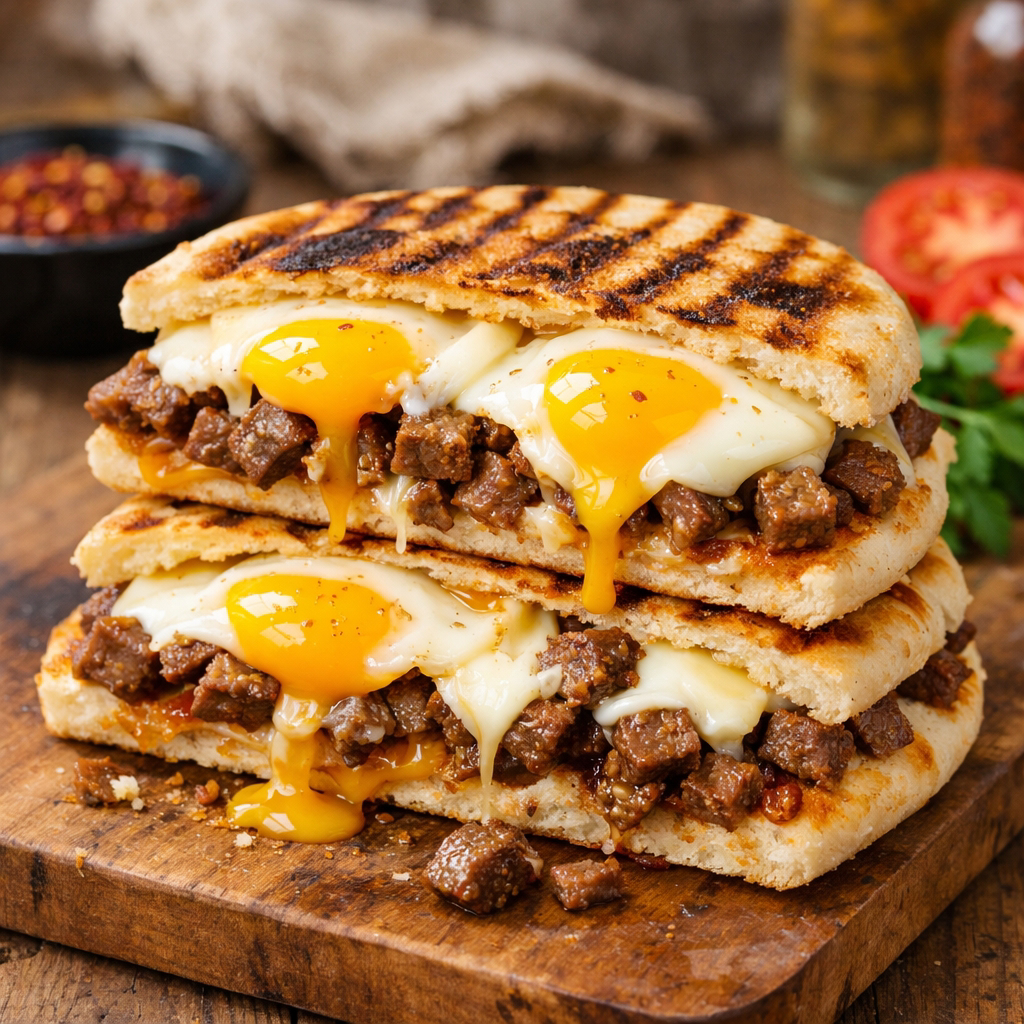 Kavurmalı Yumurtalı Bazlama Tost