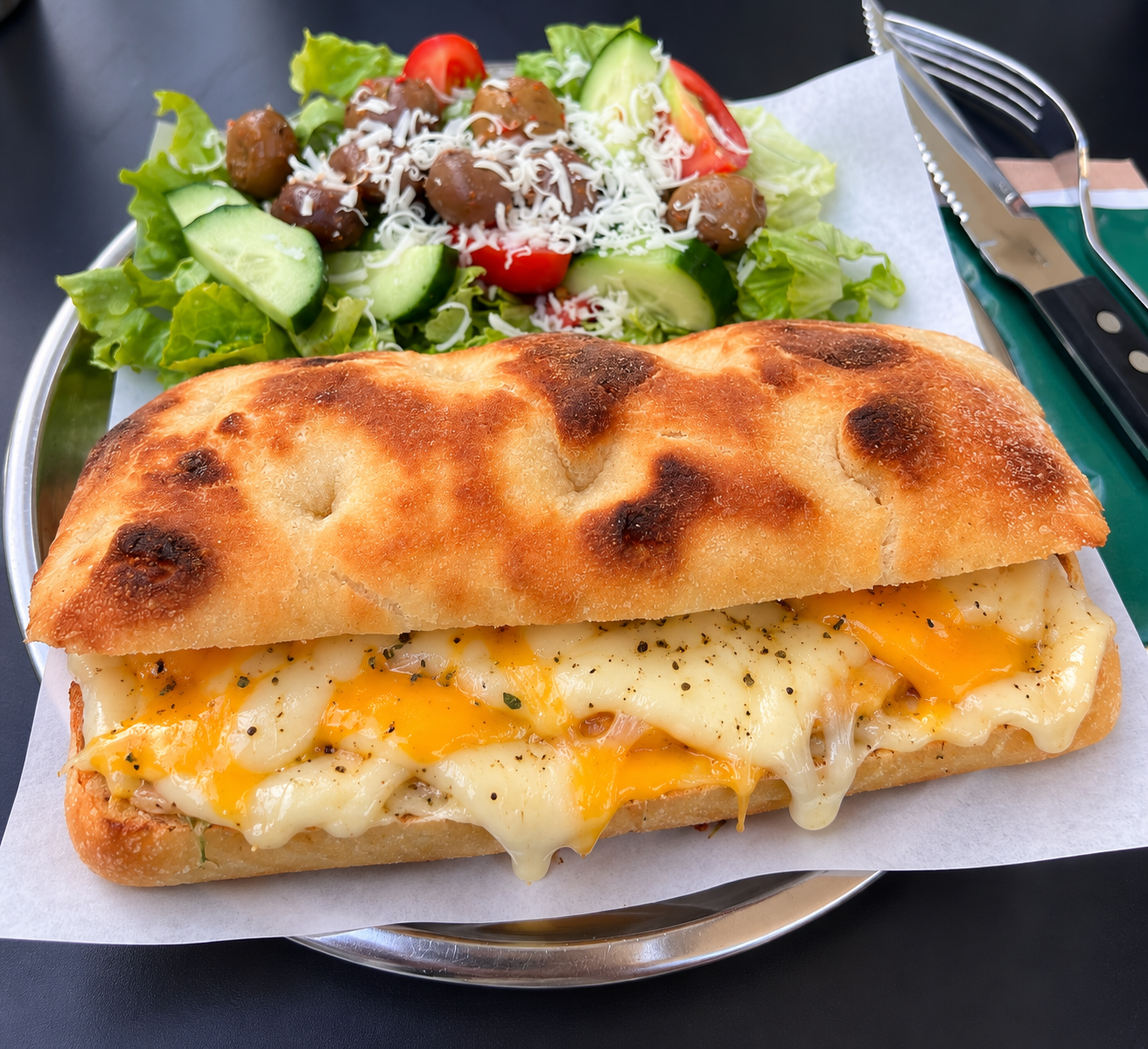 Three-Cheese Italian-Style Sandwich with Olive Oil