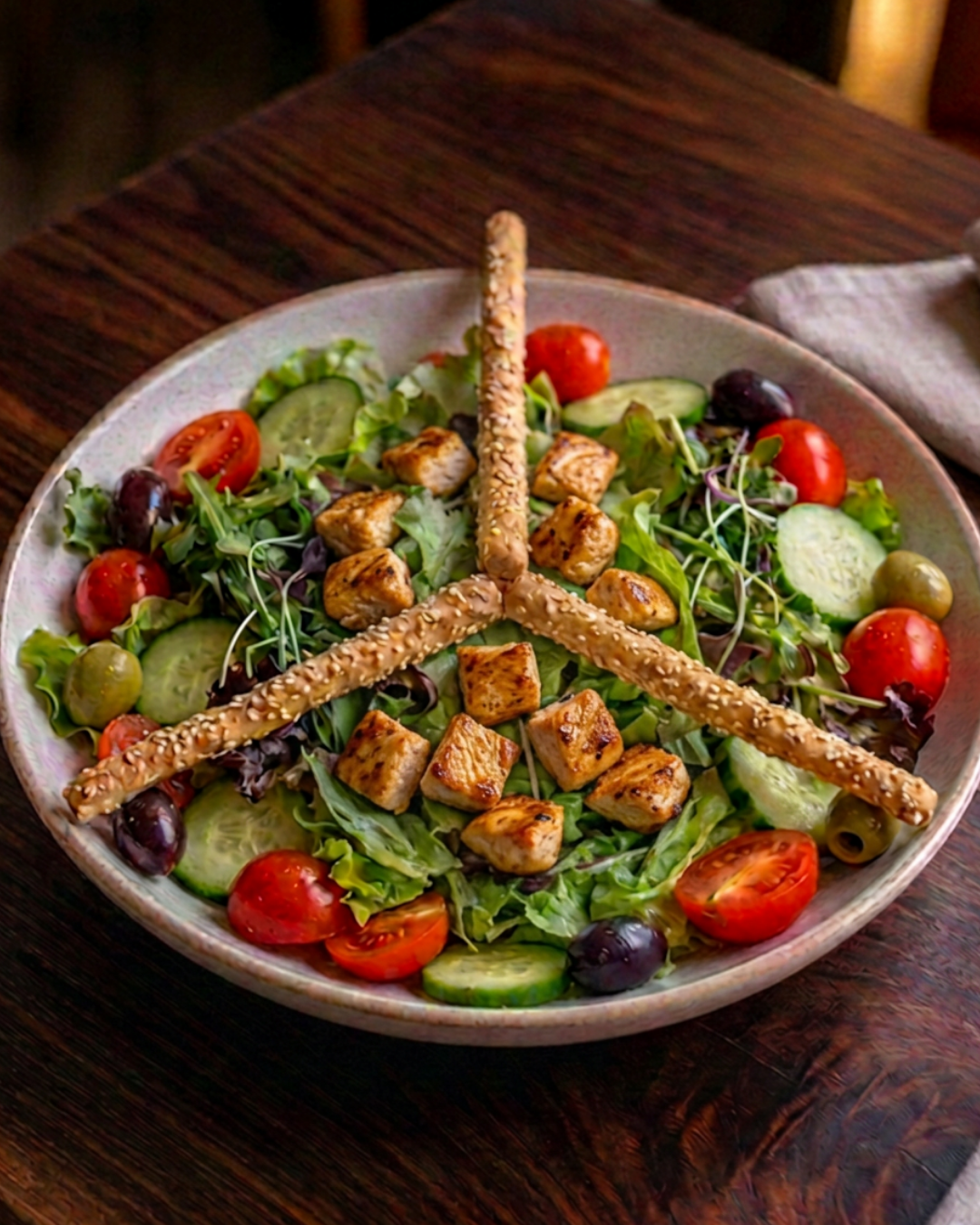 Mini Parça Tavuklu Yeşil Salata
