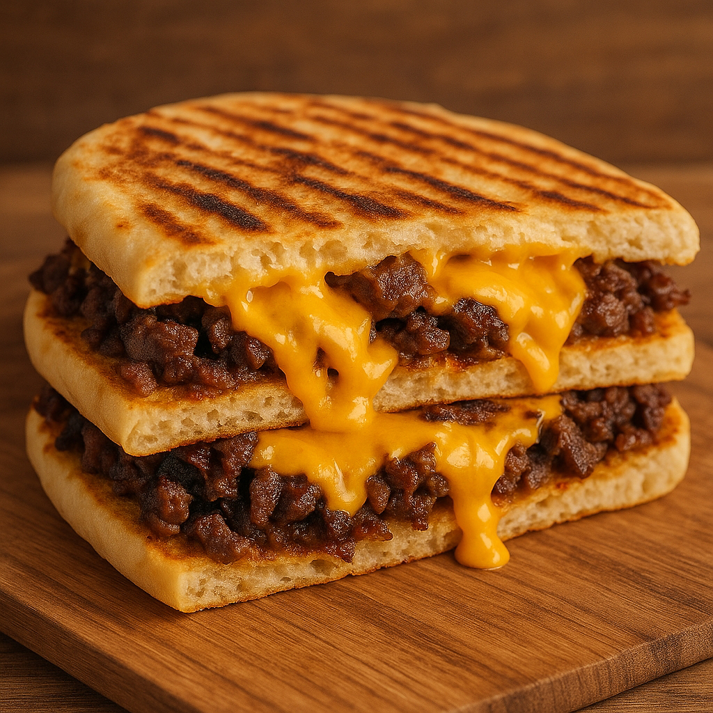 Cheddar Peynirli Kavurmalı Bazlama Tost