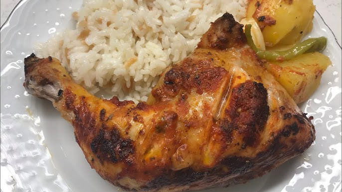 FIRINDA TAVUK KIZARTMA+PİLAV+SALATA