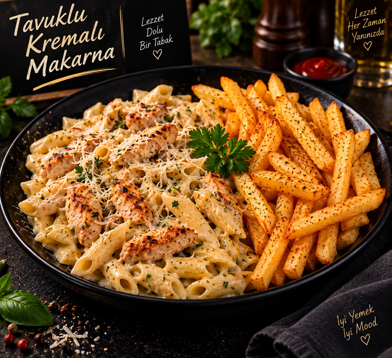 Tavuklu Makarna Menü
