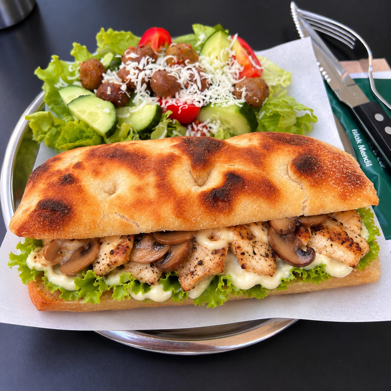 Chicken and mushroom sandwich