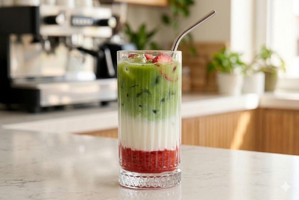Ice Strawberry Matcha Latte