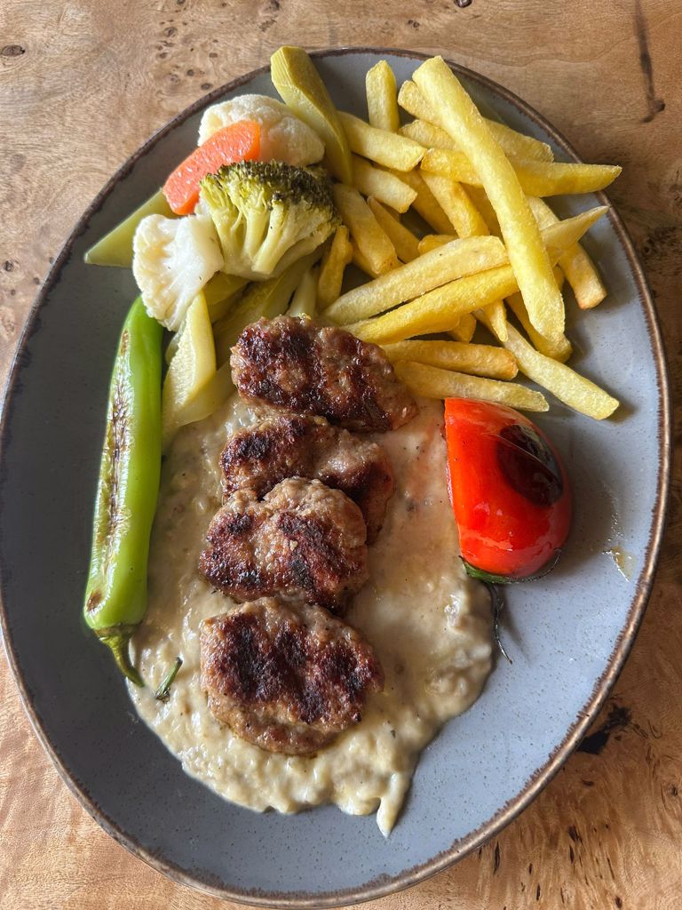 Meatballs With Aubergine Puree