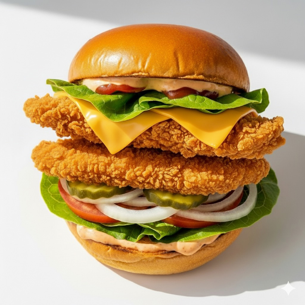 CRISPY CHICKEN CHEESEBURGER