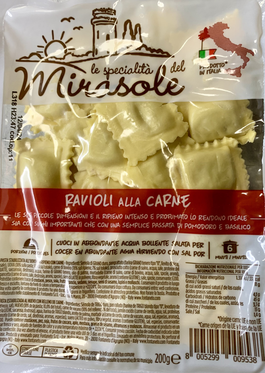 Mirasole Meat Ravioli €1,50